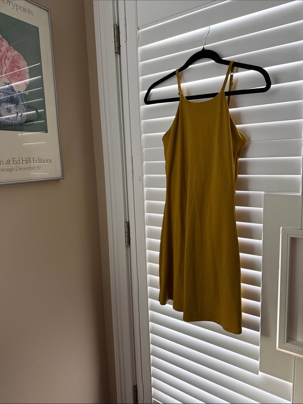 girlfriend collective Mustard Yellow Spaghetti-Strap Mini Dress